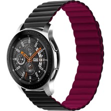 Case 4U Samsung Galaxy Watch Active 2 Mıknatıslı Parçalı Çizgili Kordon Kayış 40mm KRD-52 Siyah - Kırmızı