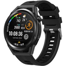 Case 4U Huawei Watch GT 3 Sert Silikon Kare Delikli Klasik Kordon Kayış KRD-55 42mm Siyah