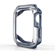 Case 4U Apple Watch Seri 44mm Sert PC + Silikon Kasa Koruyucu Gard 08 Lacivert