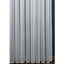 Evdepo Home Çizgili Kullanıma Hazır Ekstraforlu Pilesiz Tül Perde Tek Kanat - Ekru 280 x 260 cm