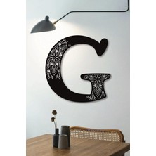 Hellove Çiçekli Büyük Dekoratif Harf 30 cm Siyah Duvar Süsü Hediye Isim Baş Harfi