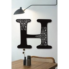 Hellove Çiçekli Büyük Dekoratif Harf 30 cm Siyah Duvar Süsü Hediye Isim Baş Harfi