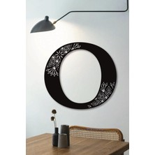 Hellove Çiçekli Büyük Dekoratif Harf 30 cm Siyah Duvar Süsü Hediye Isim Baş Harfi