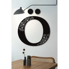 Hellove Çiçekli Büyük Dekoratif Harf 30 cm Siyah Duvar Süsü Hediye Isim Baş Harfi