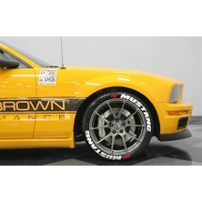 Kom Mustang Beyaz Kalıcı Lastik Yazısı Mustang Sticker 4 Kit