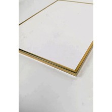 Linacci Üçlü Gold Alüminyum Çerçeveli Siyah Zemin Altın Tüy Camlı Tablo Poster Seti