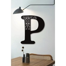 Hellove Çiçekli Büyük Dekoratif Harf 30 cm Siyah Duvar Süsü Hediye Isim Baş Harfi