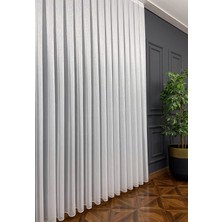Evdepo Home Ince Çizgili Kullanıma Hazır 1/2,5 Normal Pile Tül Perde Tek Kanat - Ekru 100 x 250 cm