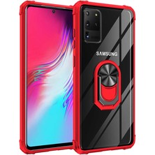 Kvy Samsung Galaxy S20 Ultra Tam Korumalı Yüzüklü Renkli Kenarlı Manyetik Mola Kılıf