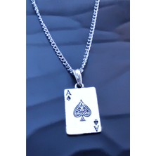The Collection Antik Gümüş Kaplama Maça As Poker Iskambil Erkek Kolye