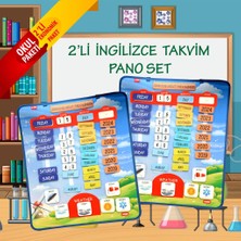 2 Set - 86 Parça Tox Ingilizce Takvimi Öğreniyorum Keçe Duvar Panoları , Eğitici Oyuncak