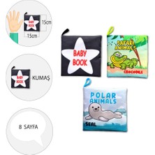 3 Kitap Tox Ingilizce Siyah-Beyaz Bebek , Safari ve Kutup Hayvanları Kumaş Sessiz Kitap E125 E130 E136 - Bez Kitap , Eğitici Oyuncak , Yumuşak ve Hışırtılı