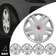 PackGar Fiat Bravo 14 Inç Jant Kapağı Amblemli Gri 4'lü Takım 140