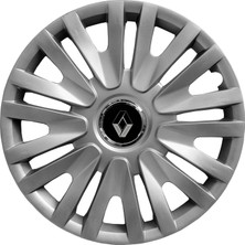 PackGar Renault Clio V 15 Inç Uyumlu Jant Kapağı Amblemli Gri 4 Adet 1 Takım 124