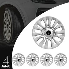 PackGar Renault Megane Iıı 15 Inç Uyumlu Jant Kapağı Amblemli Gri 4'lü Takım 109