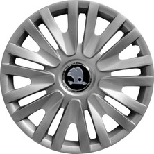PackGar Skoda Oktavia 15 Inç Uyumlu Jant Kapağı Amblemli Gri 4 Adet 1 Takım 124
