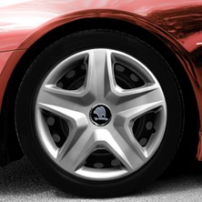 PackGar Skoda Favorit 14 Inç Uyumlu Jant Kapağı Amblemli Gri 4'lü Takım 118