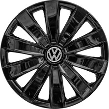 PackGar Volkswagen Lupo 16 Inç Uyumlu Jant Kapağı Amblemli Piano Black 4 Adet 1 Takım 213