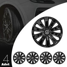 PackGar Volkswagen Lupo 16 Inç Uyumlu Jant Kapağı Amblemli Piano Black 4 Adet 1 Takım 213