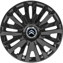 PackGar Citroen C Elysee 15 Inç Jant Kapağı Amblemli Piano Black 4'lü Set 209