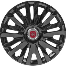PackGar Fiat 500 15 Inç Uyumlu Jant Kapağı Amblemli Piano Black 4 Adet 1 Takım 209