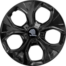 PackGar Skoda Roomster 15 Inç Jant Kapağı Amblemli Piano Black 4'lü Takım 212