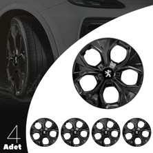 PackGar Peugeot 15 Inç Uyumlu Jant Kapağı Amblemli Piano Black 4 Adet 1 Takım 212