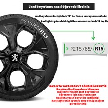 PackGar Peugeot 15 Inç Uyumlu Jant Kapağı Amblemli Piano Black 4 Adet 1 Takım 212