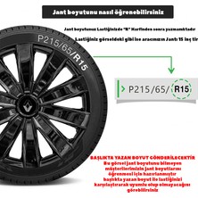 PackGar Renault Fluence 16 Inç Jant Kapağı Amblemli Piano Black 4'lü Set 213