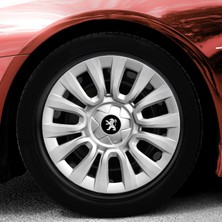 PackGar Peugeot 207 15 Inç Jant Kapağı Amblemli Gri 4'lü Set 109