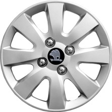 PackGar Skoda Fabia 14 Inç Uyumlu Jant Kapağı Amblemli Gri 4 Adet 1 Takım 137