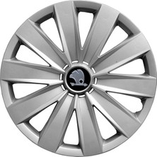 Skoda Oktavia 16 Inç Uyumlu Jant Kapağı Amblemli Gri 4 Adet 1 Takım 132