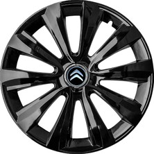 PackGar Citroen C4 16 Inç Uyumlu Jant Kapağı Amblemli Piano Black 4'lü Takım 214