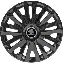 PackGar Skoda Oktavia 13 Inç Uyumlu Jant Kapağı Amblemli Piano Black 4 Adet 1 Takım 207