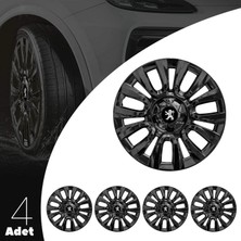 PackGar Peugeot 15 Inç Uyumlu Jant Kapağı Amblemli Piano Black 4 Adet 1 Takım 206