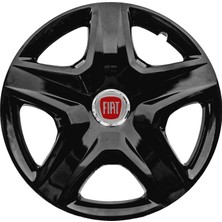 PackGar Fiat Doblo 16 Inç Uyumlu Jant Kapağı Amblemli Piano Black 4'lü Takım 203