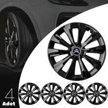 PackGar Citroen C2 16 Inç Uyumlu Jant Kapağı Amblemli Piano Black 4 Adet 1 Takım 214