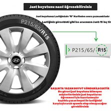 PackGar Hyundai I20 15 Inç Uyumlu Jant Kapağı Amblemli Gri 4 Adet 1 Takım 110