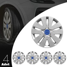 PackGar Ford Fiesta Van 15 Inç Uyumlu Jant Kapağı Amblemli Gri 4'lü Takım 106