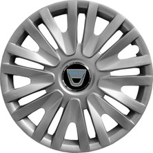 PackGar Dacia Logan 14 Inç Uyumlu Jant Kapağı Amblemli Gri 4'lü Takım 123