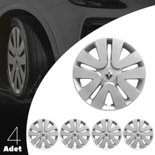 PackGar Renault Megane 2 15 Inç Jant Kapağı Amblemli Gri 4'lü Set 106