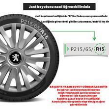 PackGar Peugeot 15 Inç Jant Kapağı Amblemli Gri 4'lü Set 124