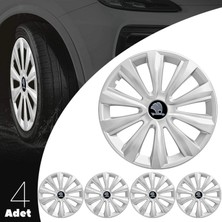 PackGar Skoda Felicia 16 Inç Jant Kapağı Amblemli Gri 4'lü Set 143