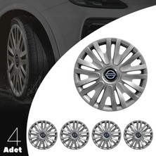 PackGar Nissan Primera 15 Inç Jant Kapağı Amblemli Gri 4'lü Set 124