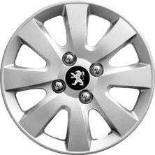 PackGar Peugeot 301 15 Inç Uyumlu Jant Kapağı Amblemli Gri 4'lü Takım 127