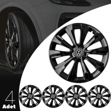 PackGar Volkswagen Beetle 16 Inç Jant Kapağı Amblemli Piano Black 4'lü Set 214