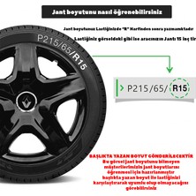 PackGar Renault Express 15 Inç Jant Kapağı Amblemli Piano Black 4'lü Set 202