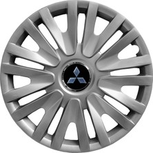 PackGar Mitsubishi Space Star 15 Inç Uyumlu Jant Kapağı Amblemli Gri 4 Adet 1 Takım 124