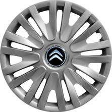 PackGar Citroen C4 15 Inç Uyumlu Jant Kapağı Amblemli Gri 4 Adet 1 Takım 124