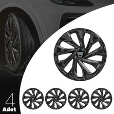 PackGar Dacia 14 Inç Jant Kapağı Amblemli Piano Black 4'lü Set 216